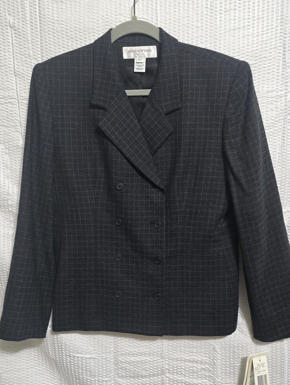 Vintage 90s NWT Jones New York Petite 10P Pure Wool Plaid Blazer